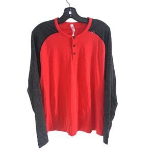 Lululemon Athletica Henley Men's Red & Gray Long Sleeve Activewear Shirt - XL